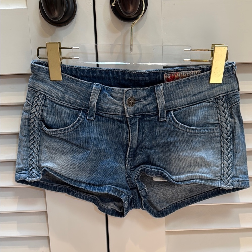 Siwy Blue Jean Shorts Distressed Cuffed Hem